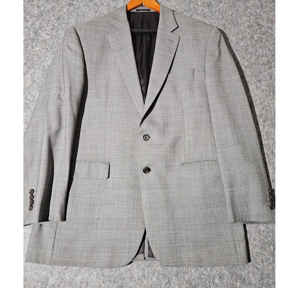 Ralph Lauren Mens 44L Gray Plaid Wool Suit Jacket Blazer